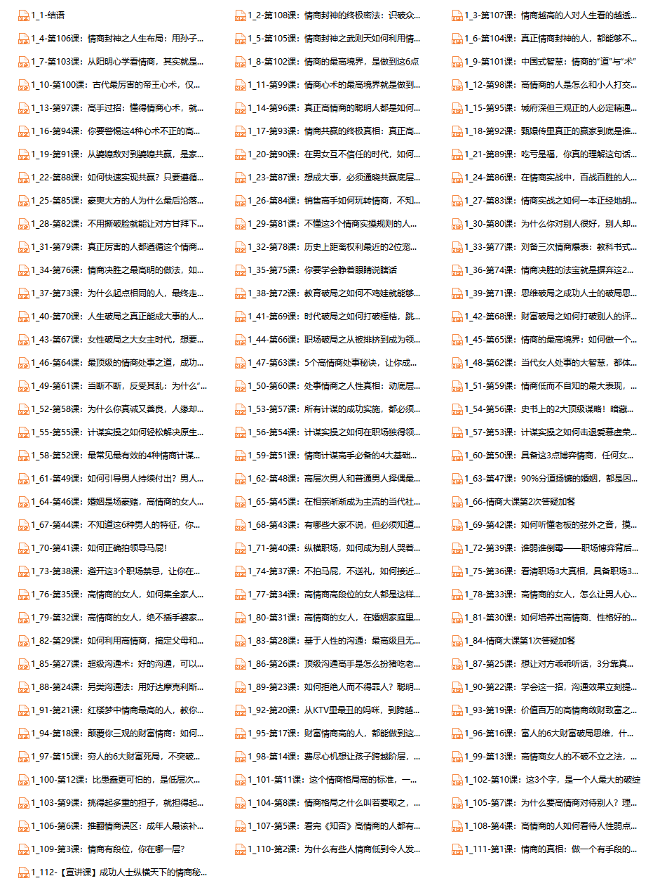 成功人士纵横天下的情商秘术 完结 112节课